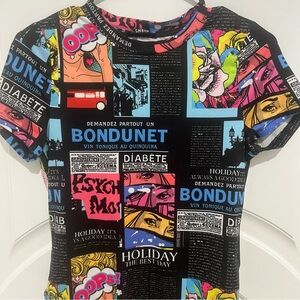 Multicolor comic/newspaper print body suit